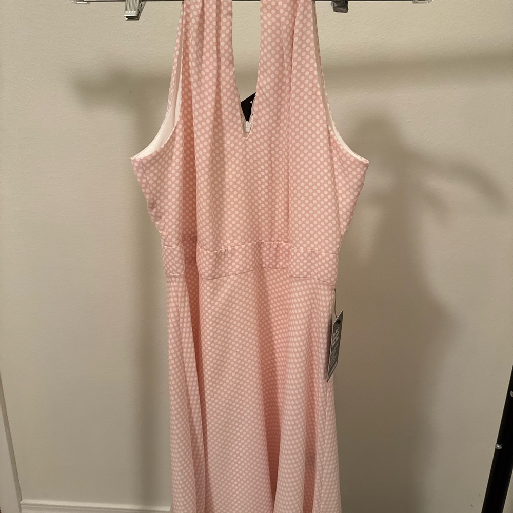 Express Pink Backless Polka Dot Dress